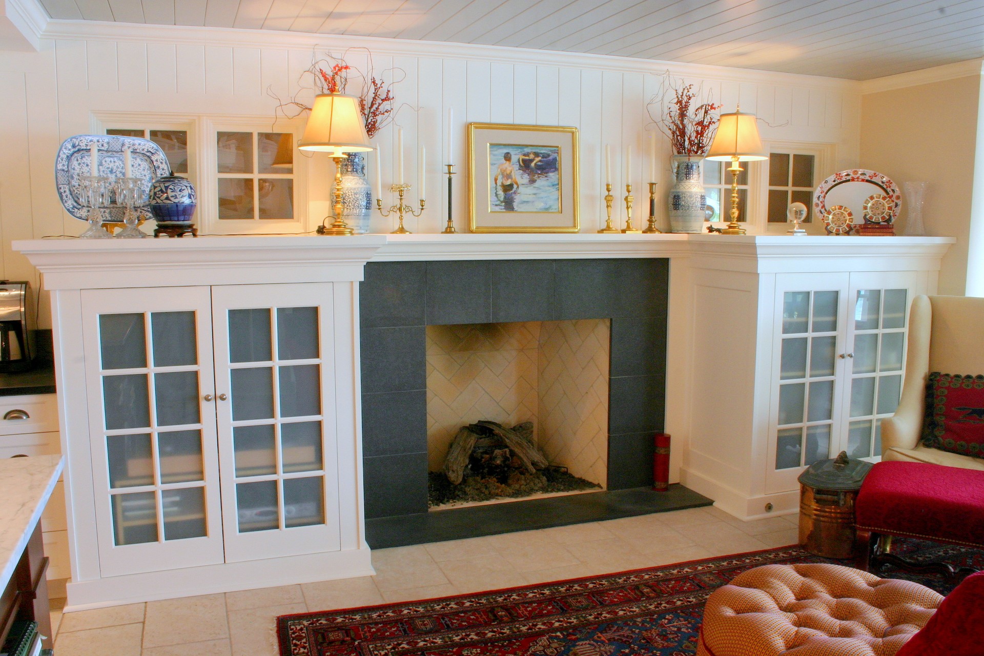 Built-in fireplace cabinetry, built by Trillium for the Clearwater project