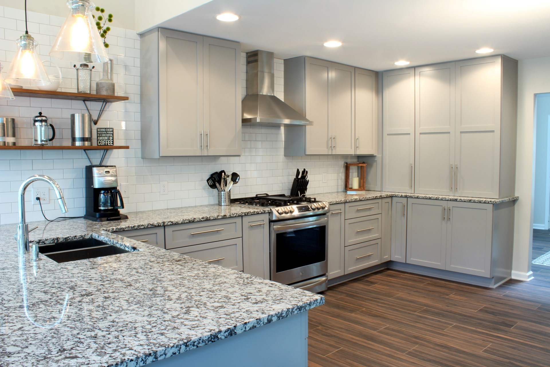 Painted kitchen cabinetry, built by Trillium for the Geist project