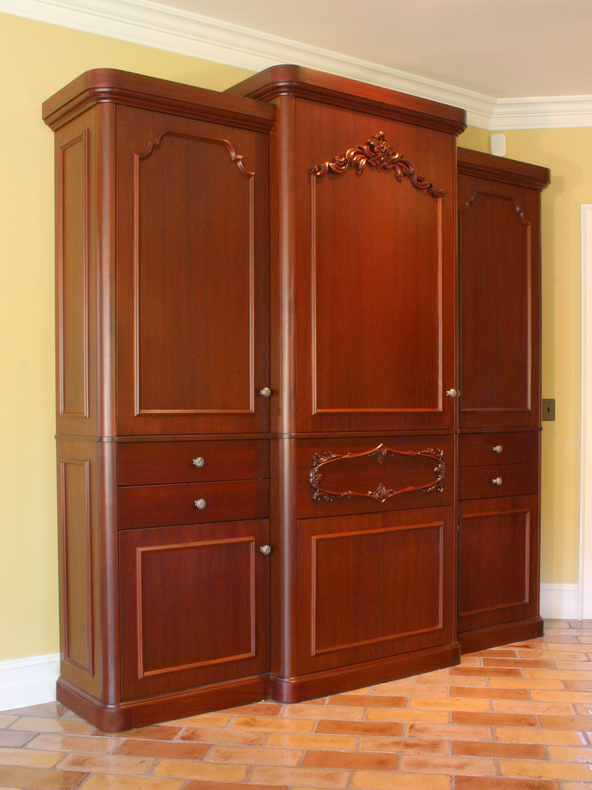 Mahogany armoire pantry, built by Trillium for the Woodfield project